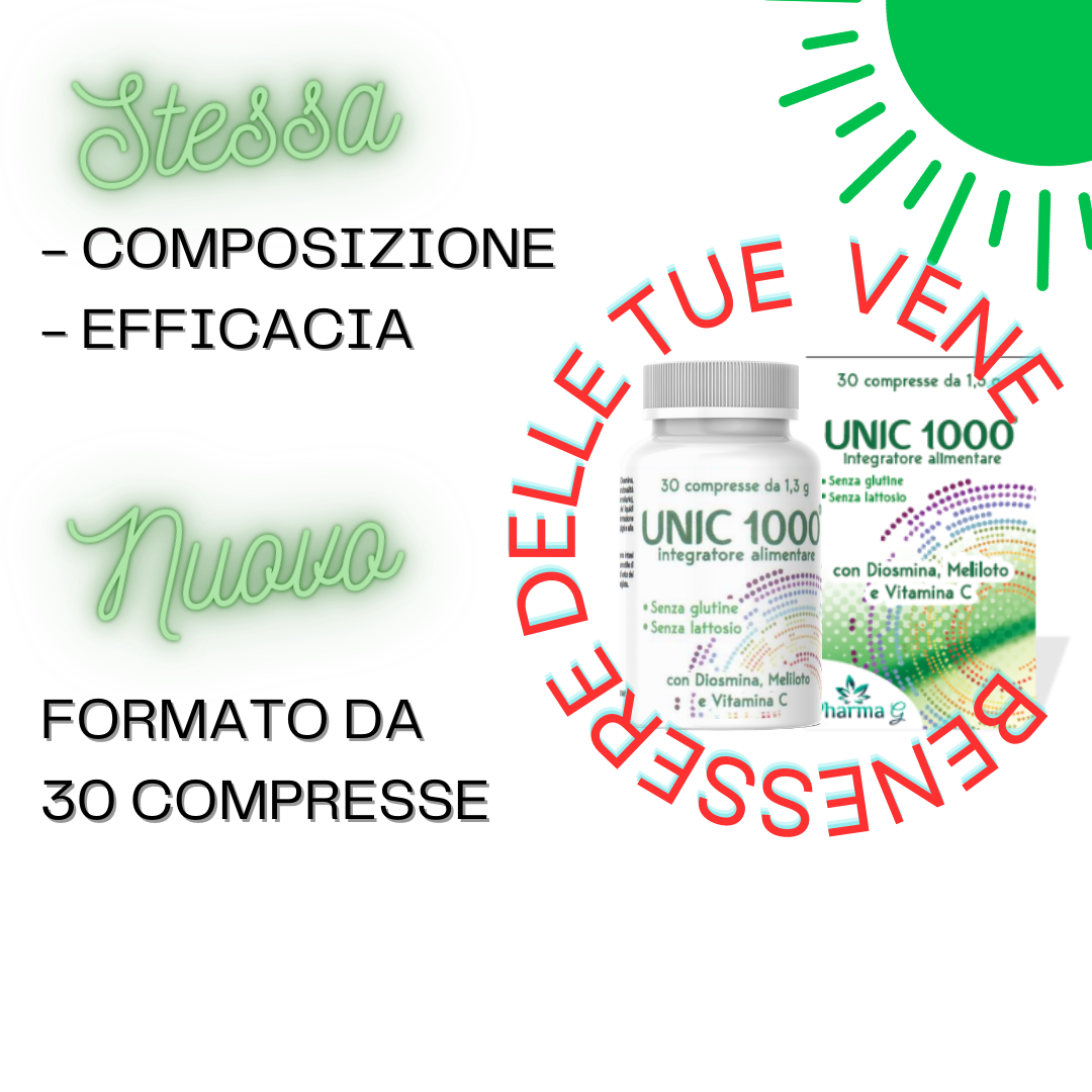 Unic 1000 integratore alimentare, gambe gonfie e pesanti, daflon, diosmina