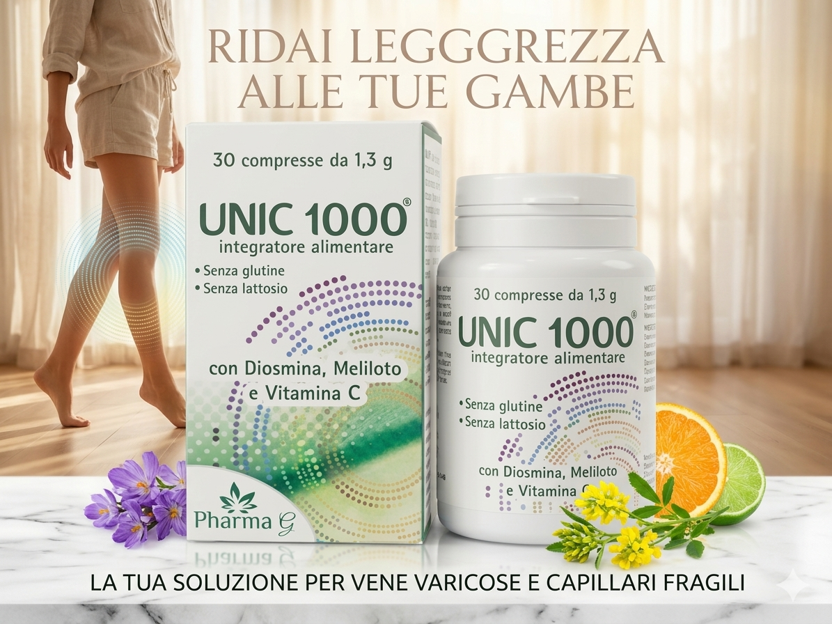 gambe pesanti, unic 1000, gambe gonfie, vene varicose, varici, capillari fragili. formicolii , lipedema. linfedema, diosmina, cellulite,varici
